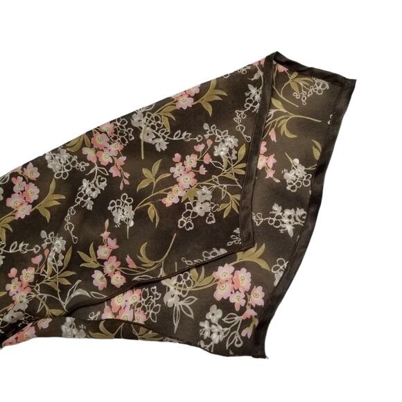 Vtg Dress-U-II By Sharon Blouse Womens 3X Plus Brown Pink Floral Asymmetrical - Picture 13 of 16